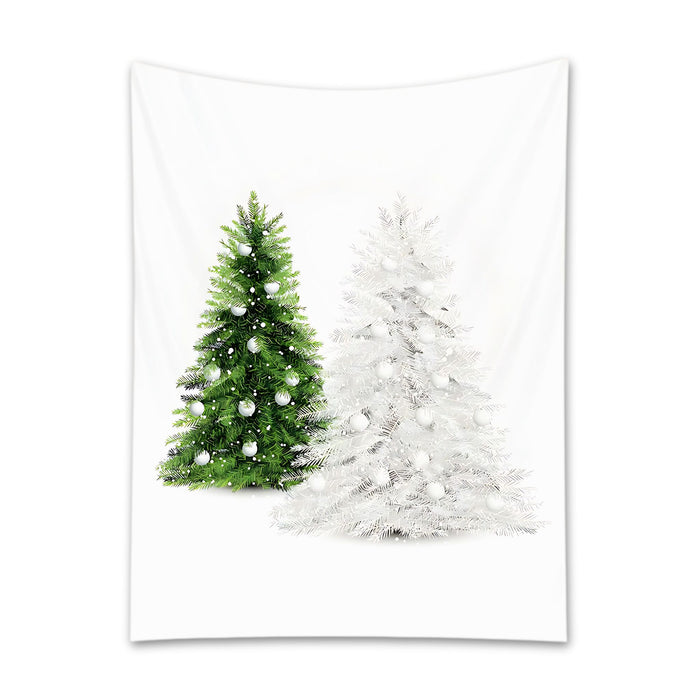 Anyhouz Tapestry Green White Snowy Christmas Tree Bohemian Art Wall Home Decoration