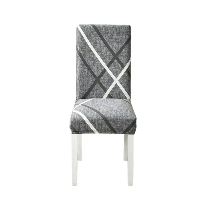 Anyhouz Chair Cover Gray Cross Hatch Design Elastic Slipcover Dining Decor