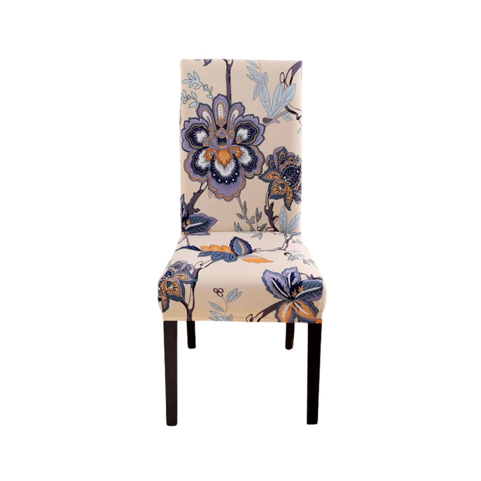 Anyhouz Chair Cover Beige Floral Print Elastic Slipcover Dining Decor