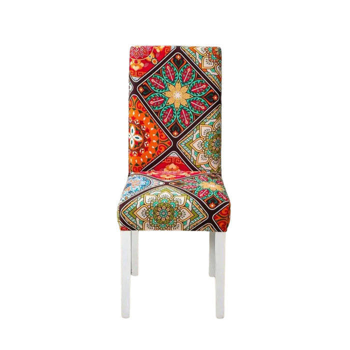 Anyhouz Chair Cover Multicolor Floral Bohemian Style Elastic Slipcover Dining Decor