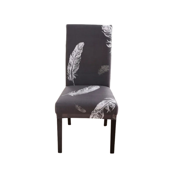 Anyhouz Chair Cover Dark Gray Leaf Print Elastic Slipcover Dining Decor