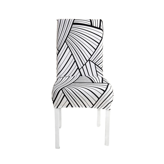 Anyhouz Chair Cover White With 3D Stripe Pattern Elastic Slipcover Dining Decor