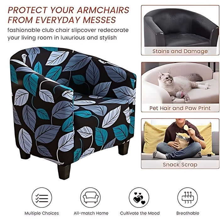 Anyhouz Chair Cover Black Leaf Design Dust Proof Tub Slipcover Home Decor