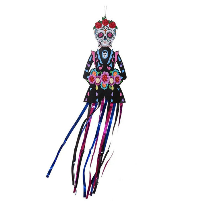 Anyhouz Halloween Skeleton Hanging Decoration with Colorful Tassels