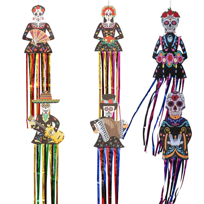 Anyhouz Halloween Skeleton Hanging Decoration with Colorful Tassels