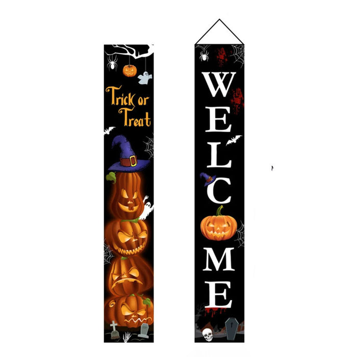 Anyhouz Halloween Skeleton Porch Sign 2Pcs Hanging Decoration