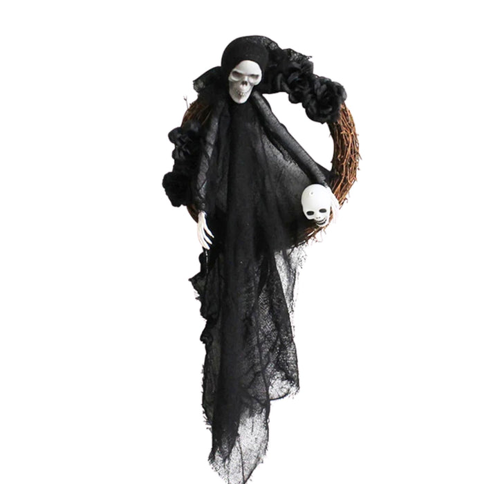 Anyhouz Halloween Hanging Decoration Black Skull Scary Ghost Door Accessory