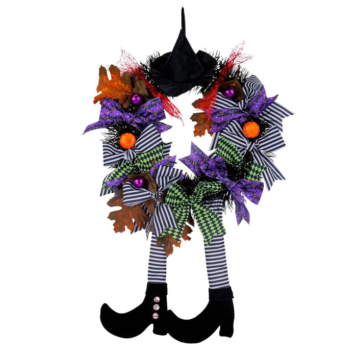 Anyhouz Halloween Wreath Witch Hat Long Legs Hanging Decoration