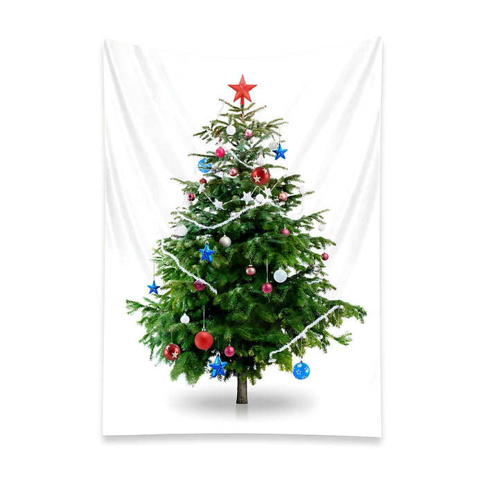 Anyhouz Tapestry Christmas Tree Design With Red Blue Ornaments Bohemian Wall Art Home Decoration