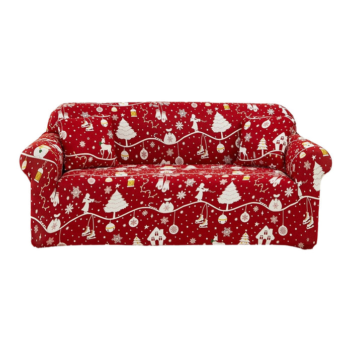 Anyhouz Sofa Cover Red Festive Christmas Design Non Slip Stretchable Slipcover