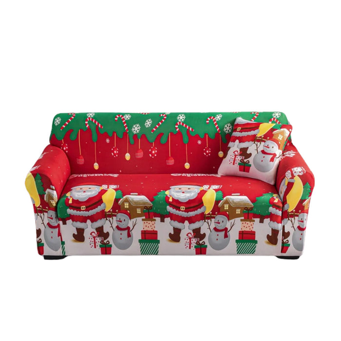 Anyhouz Sofa Cover Red Green Christmas Santa Design Non Slip Stretchable Slipcover