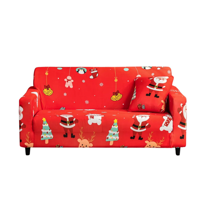 Anyhouz Sofa Cover Red Mix Christmas Design Non Slip Stretchable Slipcover