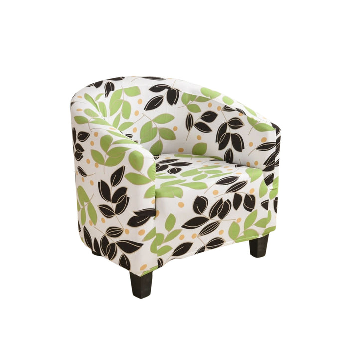 Anyhouz Chair Cover White Leaf Print Dust Proof Tub Slipcover Home Decor