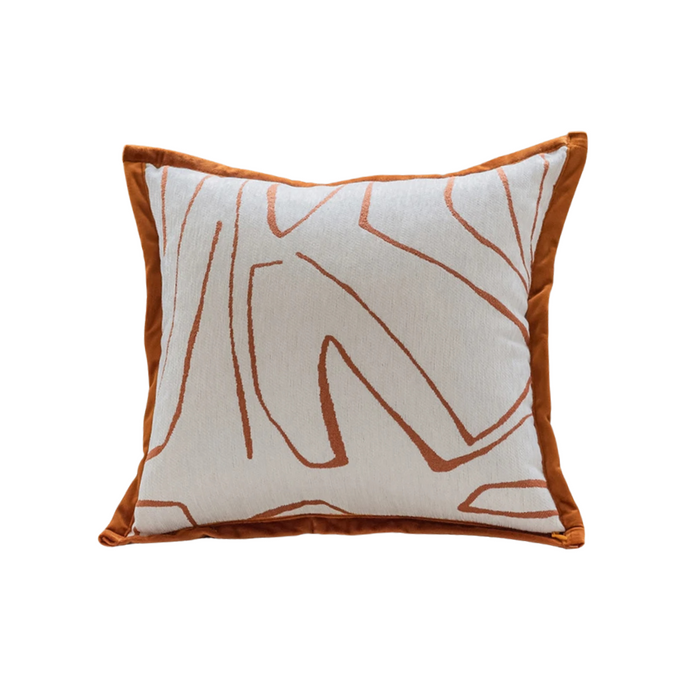 Anyhouz Pillowcase White With Orange Abstract Line Print Decorative Cushion Cover