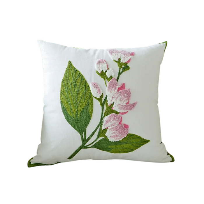 Anyhouz Pillowcase White Wisteria Flower Embroidered Decorative Cushion Cover