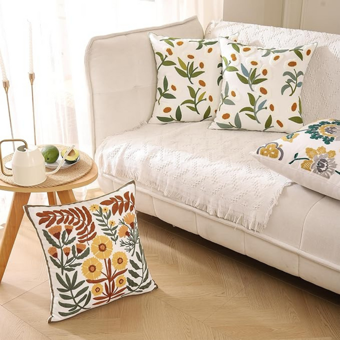 Anyhouz Pillowcase WildFlowers Embroidered Decorative Cushion Cover