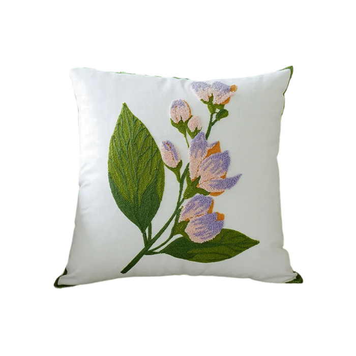 Anyhouz Pillowcase White Wisteria Flower Embroidered Decorative Cushion Cover