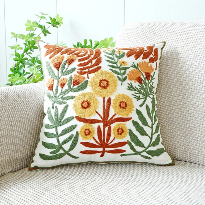 Anyhouz Pillowcase WildFlowers Embroidered Decorative Cushion Cover