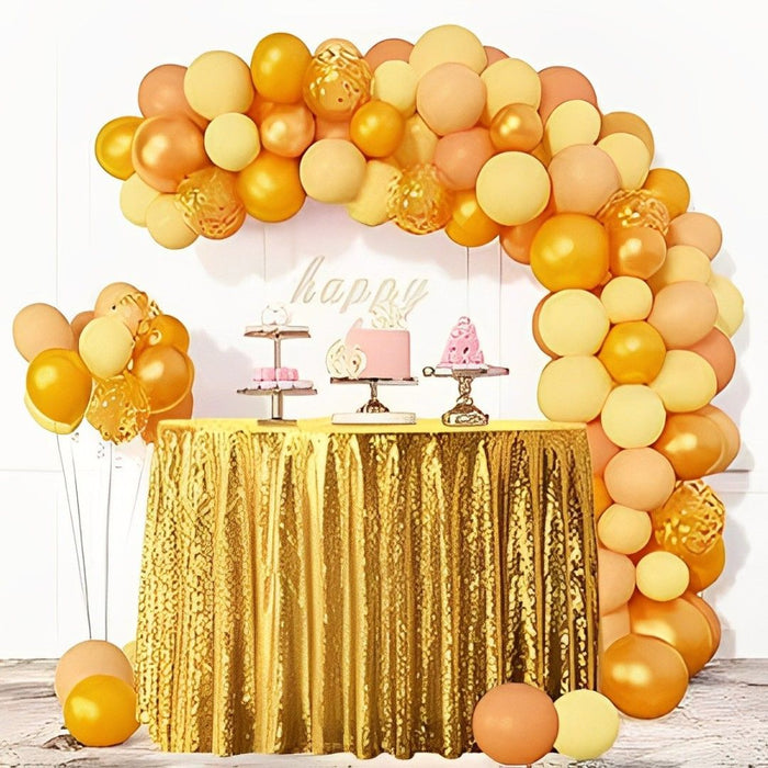 Anyhouz Tablecloth Gold Round Sequin Glitter Table Cover Home Party Decoration