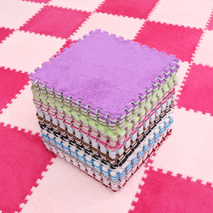 Anyhouz Splicing Mat Pink 30x30cm 24Pcs Modern Foam Floor Mat Living Room Square Splicable Household Non-Slip Rugs