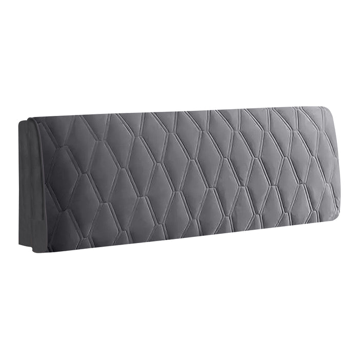 Anyhouz Headboard Cover Dark Gray Zigzag Pattern Super Soft Smooth Quilted Velvet Bed Back Dust Protector Cover 200x70cm