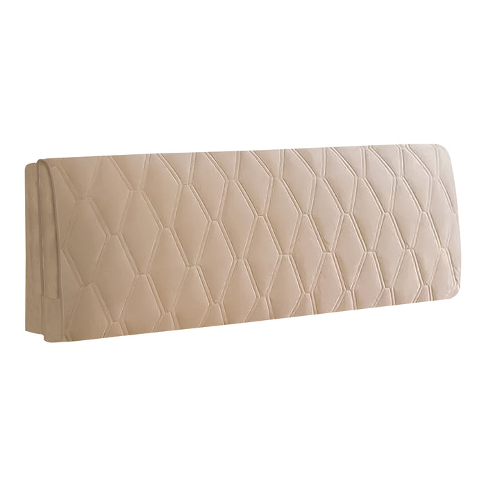 Anyhouz Headboard Cover Khaki Zigzag Pattern Super Soft Smooth Quilted Velvet Bed Back Dust Protector Cover 190x70cm