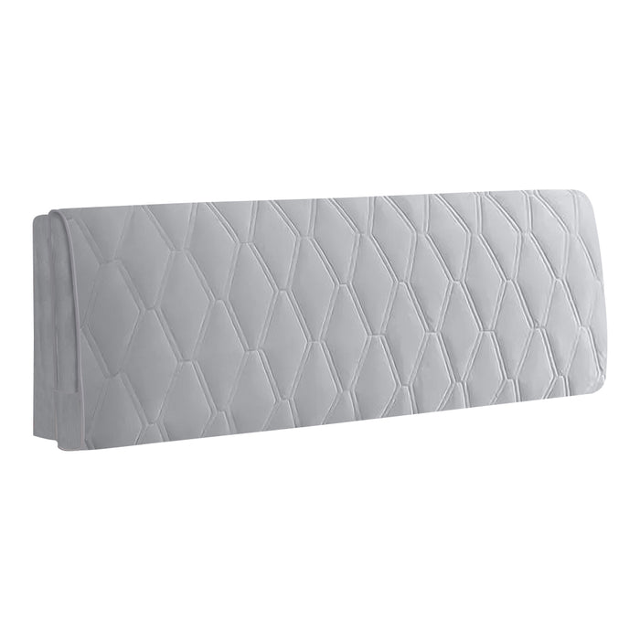 Anyhouz Headboard Cover Light Gray Zigzag Pattern Super Soft Smooth Quilted Velvet Bed Back Dust Protector Cover 180x70cm