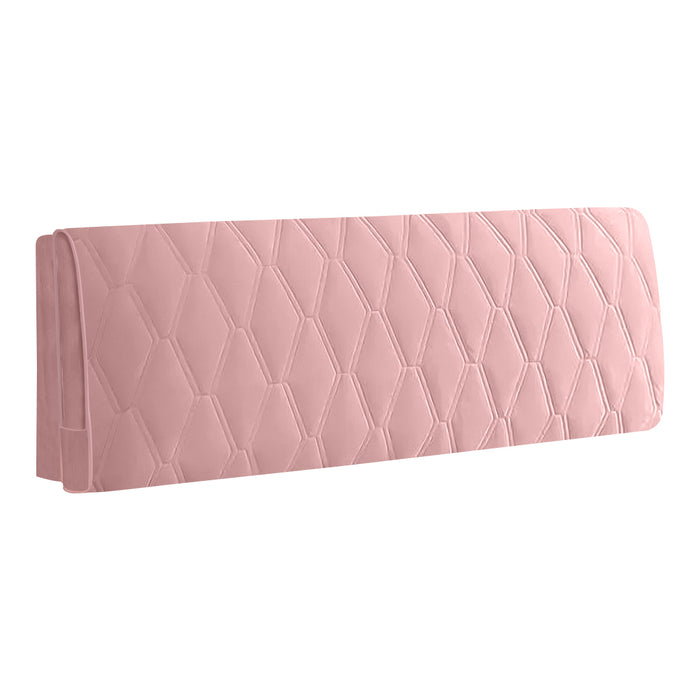 Anyhouz Headboard Cover Pink Zigzag Pattern Super Soft Smooth Quilted Velvet Bed Back Dust Protector Cover 180x70cm