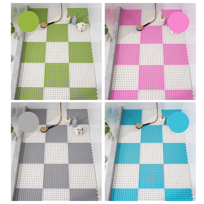 Anyhouz Splicing Mat Green 30x30cm 4Pcs Non Slip Foot Mat Waterproof Mat Stitching Foot Pad