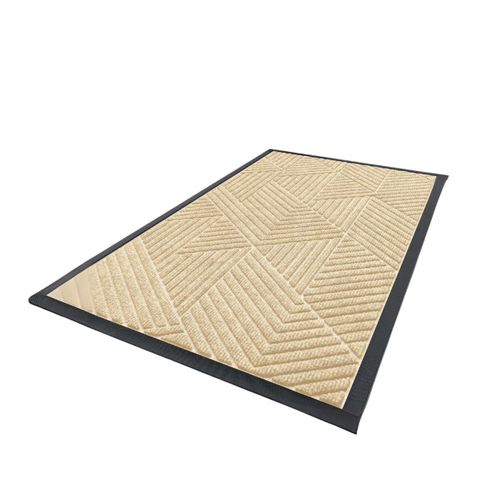 Anyhouz Doormat Beige Geometric Rubber Non Slip Dirt Trap Absorbent Mat