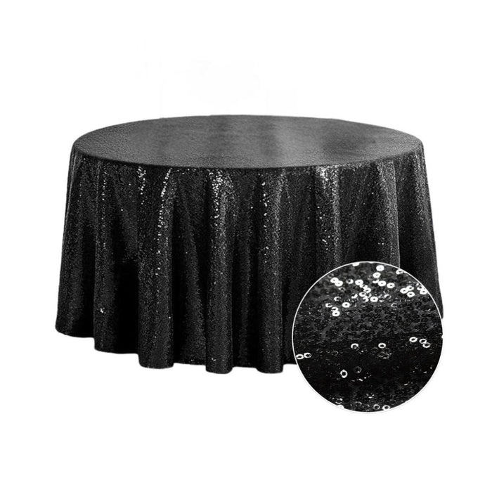 Anyhouz Tablecloth Black Round Sequin Glitter Table Cover Home Party Decoration