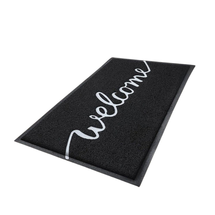 Anyhouz Doormat Black Welcome Lettered PVC Non Slip Rubber Dirt Trap Washable Mat