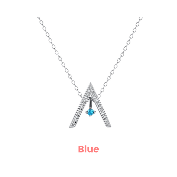 Anyco Necklace 925 Silver Triangular Colorful Stone Pendant with Zircon 5A Gift Jewelry