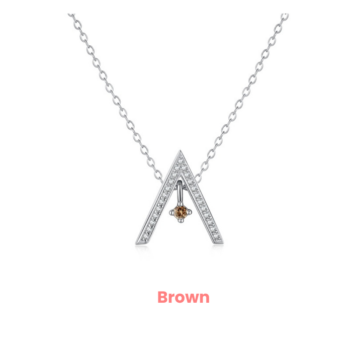 Anyco Necklace 925 Silver Triangular Colorful Stone Pendant with Zircon 5A Gift Jewelry