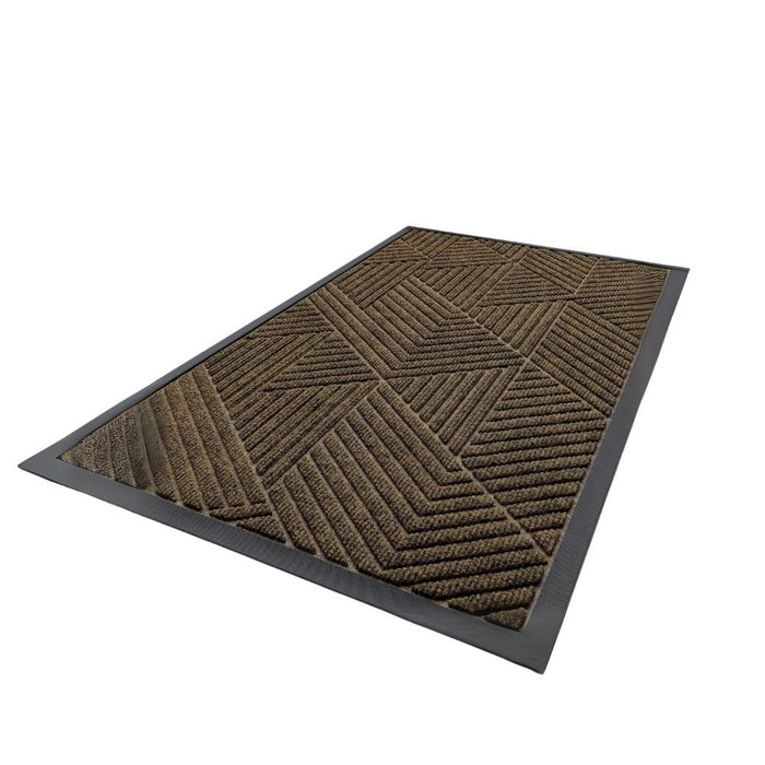 Anyhouz Doormat Brown Geometric Rubber Non Slip Dirt Trap Absorbent Mat