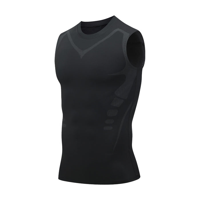 Anymens Fitness TShirt Black Gyms Clothing Tank Top Quick Dry Vest Workout Sportswear Round Neck Shirt Running Vest For Men