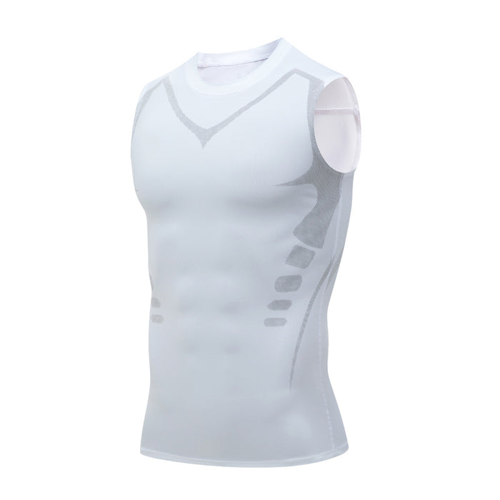 Anymens Fitness TShirt white Gyms Clothing Tank Top Quick Dry Vest Workout Sportswear Round Neck Shirt Running Vest For Men