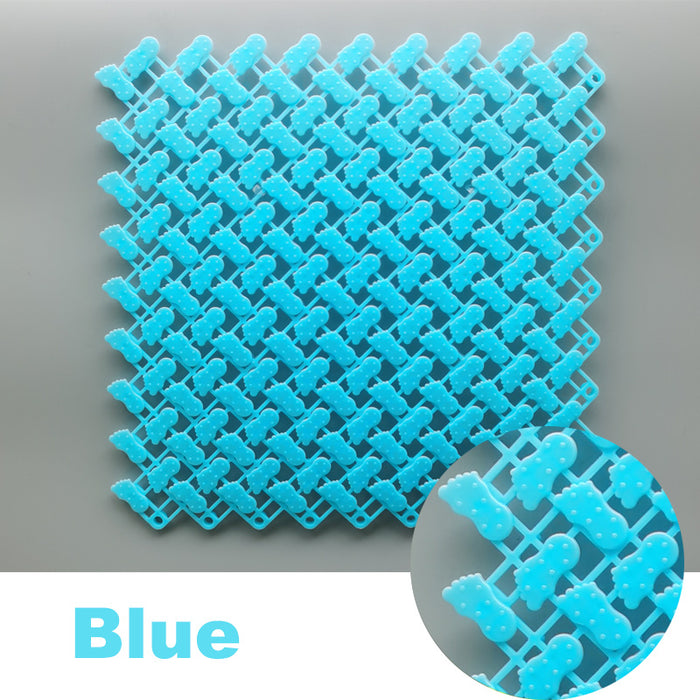 Anyhouz Splicing Mat Blue 25x25cm 10Pcs DIY Non Slip Bathroom Mat Mesh Drainage Massage Floor Carpet