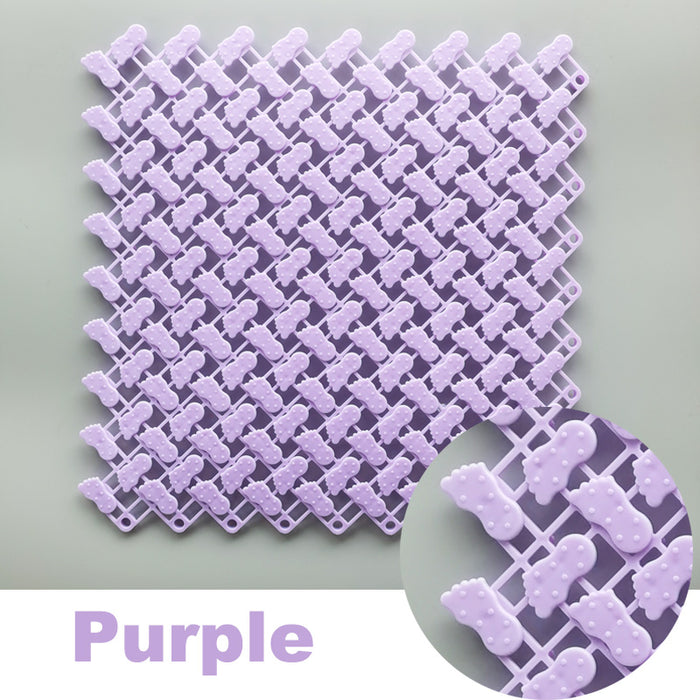 Anyhouz Splicing Mat Purple 25x25cm 20Pcs DIY Non Slip Bathroom Mat Mesh Drainage Massage Floor Carpet