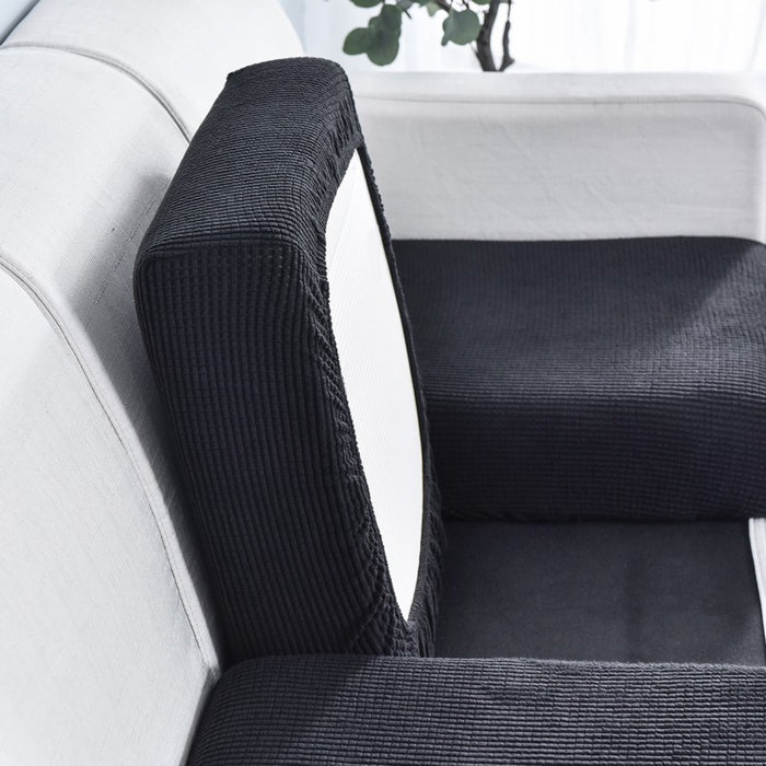 Anyhouz Sofa Cover Black Polyester Thick Stretchable Cushion For Living Room 1Pc Back Cushion