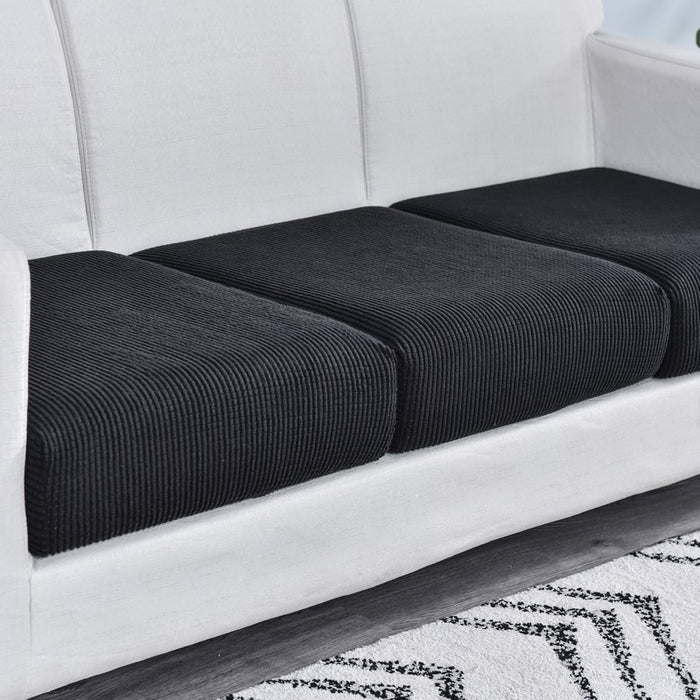 Anyhouz Sofa Cover Black Polyester Thick Stretchable Cushion For Living Room 1Pc Back Cushion