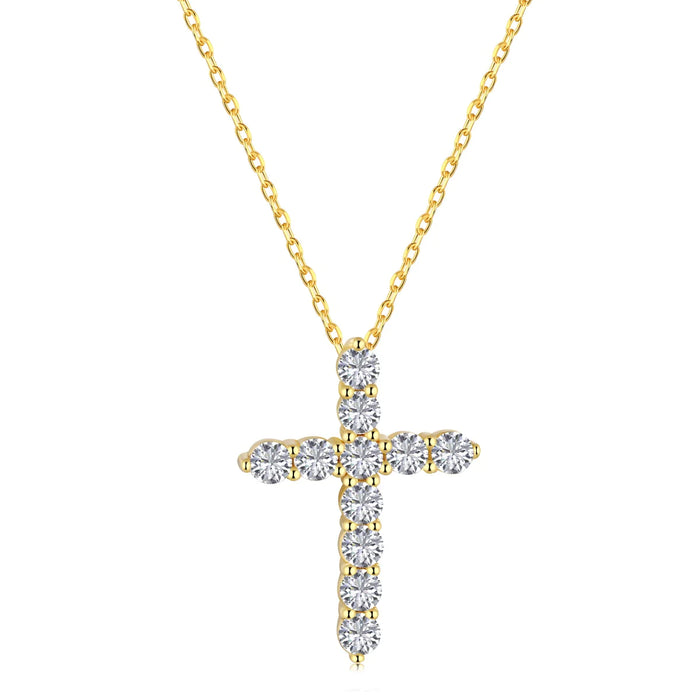 Anyco Necklace 925 Silver for Women Big Cross Necklaces Gold Platting 18K Jewelry