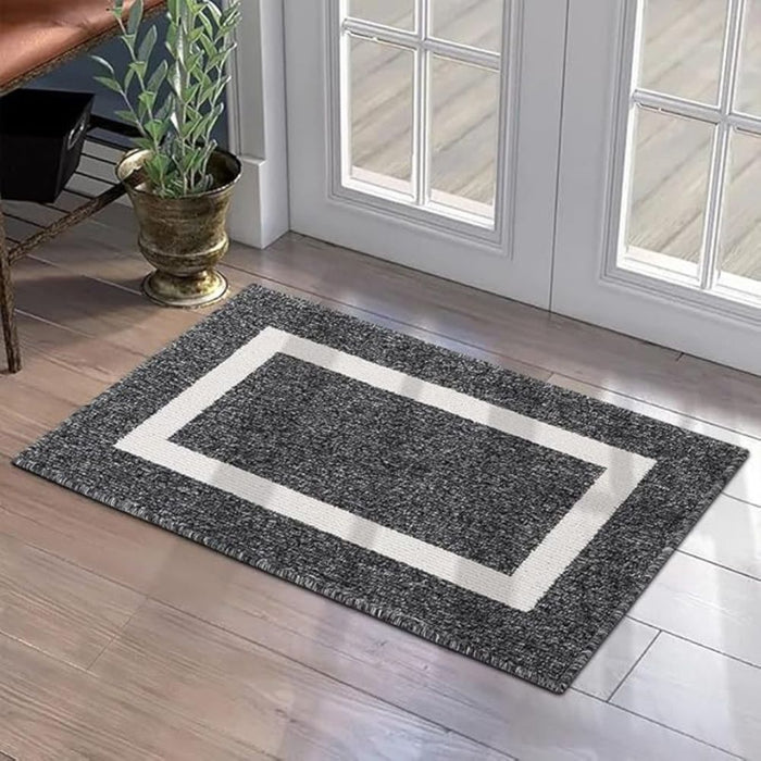 Anyhouz Doormat Black Non Slip Dirt Resistant Mat For Kitchen And Bathroom