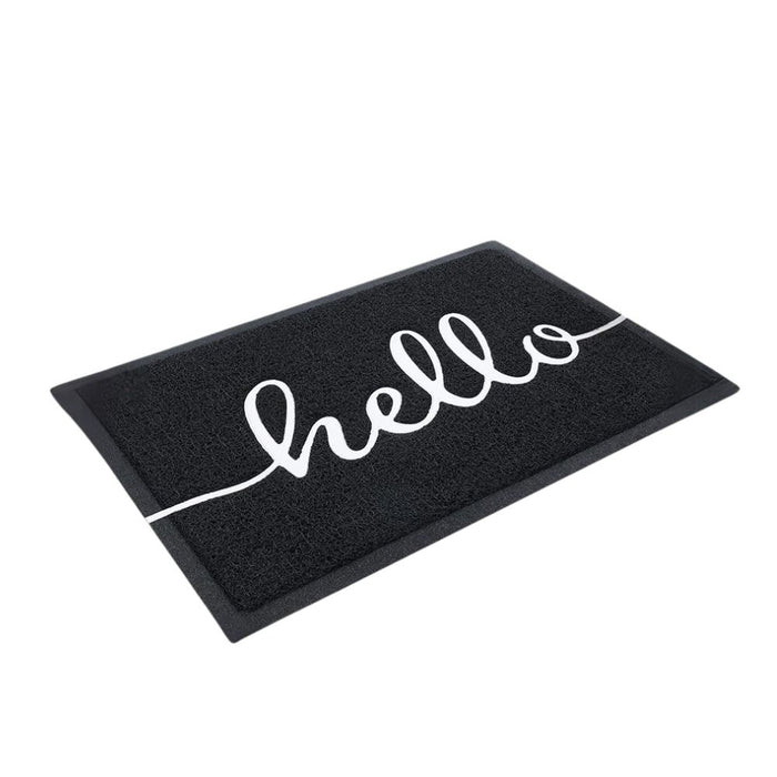 Anyhouz Doormat Black Hello Lettered PVC Non Slip Dirt Trap Absorbent Mat