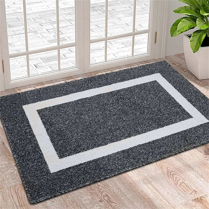 Anyhouz Doormat Black Non Slip Dirt Resistant Mat For Kitchen And Bathroom