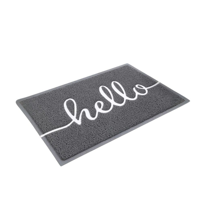 Anyhouz Doormat Gray Hello Lettered PVC Non Slip Dirt Trap Absorbent Mat