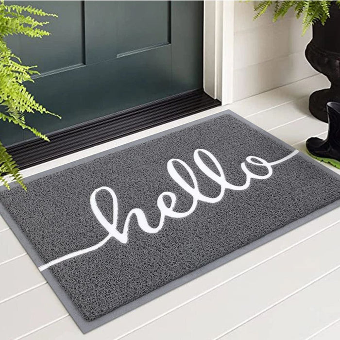 Anyhouz Doormat Gray Hello Lettered PVC Non Slip Dirt Trap Absorbent Mat