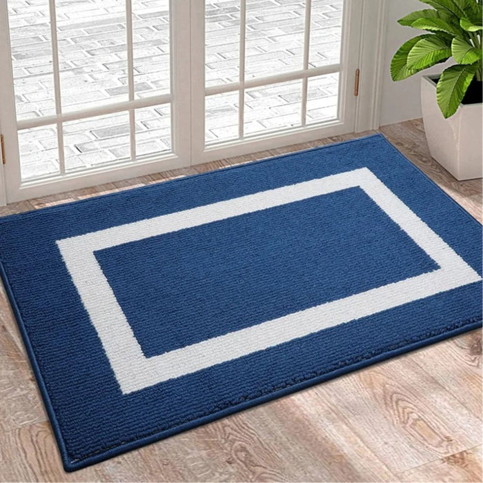 Anyhouz Doormat Navy Blue Non Slip Dirt Resistant Mat For Kitchen And Bathroom