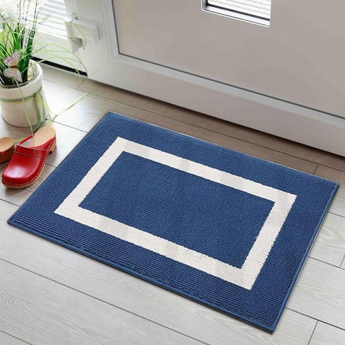 Anyhouz Doormat Navy Blue Non Slip Dirt Resistant Mat For Kitchen And Bathroom