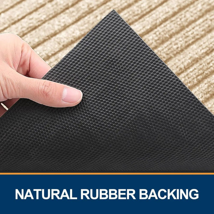 Anyhouz Doormat Gray Rubber Frame Stripes Non Slip Dirt Trap Water Absorbing Mat